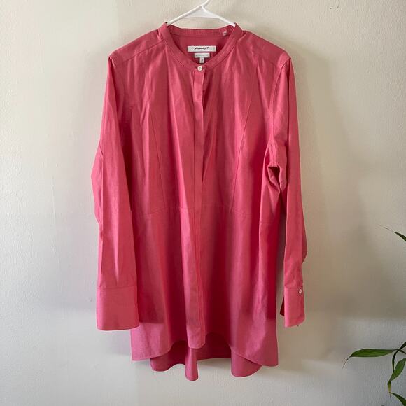 Foxcroft Non-Iron Tunic Top Women’s 18 Heritage Button Front Lagenlook Blouse - Picture 1 of 11